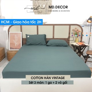  Bộ ga gối Cotton tici đũi MD.DECOR - Bedding trơn màu nhiều kích thước drap bọc nệm m2 m4 m6 m8 