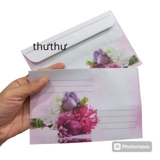 Xấp 20 Bao thư trắng in hoa cao cấp có keo dán miệng (11×17cm)