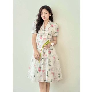 OLV - Đầm hoa tay ngắn Branca Fleur Dress