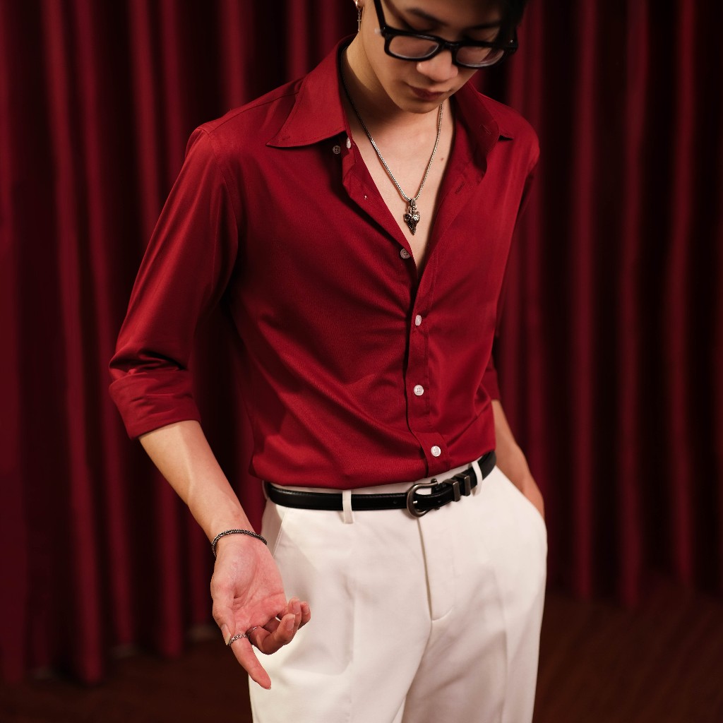 Áo Sơ Mi Addikt Gallant Shirt Màu Đỏ/ Đen/ Trắng