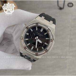 Đồng hồ nam casio g-shock ga-2100-1a custom viền đá, hàng chính hãng