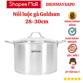 Nồi luộc gà inox Goldsun GPO2110 size 28-30cm, vung kính cường lực dùng cho mọi loại bếp