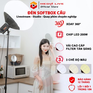 Đèn Livestream quay chụp video hình cầu Bediro live bán hàng chuyên nghiệp, Bộ đèn Softbox cầu trợ sáng