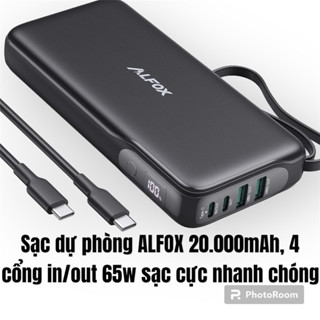 Sạc dự phòng AFLOX ( RAVpower ) PB-009, dung lượng 20.000mAh 2A2C sạc nhanh PD 65w