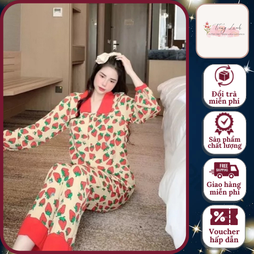 Set Pyjama Xinh Đồ Ngủ Nữ Giá Rẻ Đồ Bộ Pijama Trẻ Đẹp Tay Dài Quần Đồ Bộ Mặc Nhà Mát Mẻ Chất Kate Thái Cao Cấp