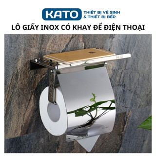 Hộp đựng giấy vệ sinh lô giấy có khay để điện thoại gắn tường inox 304 tròn cuộn nhỏ nhà tắm K59