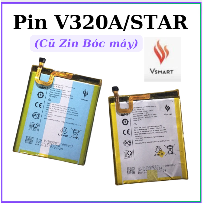 Pin Vsmart star,v320a cũ bóc máy