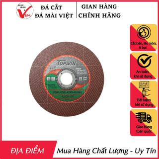 Đá cắt sắt topwin 105 đỏ 2 lưới - đá cắt inox - đá cắt kim loại - hình thật