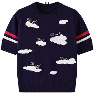 Áo len Thom cổ tròn dệt kim mẫu mới thêu hình chú cún, đám mây ( HÀNG ORDER)