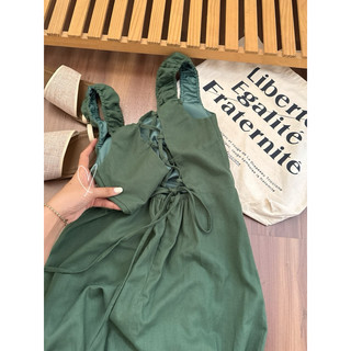ĐẦM XANH LINEN SẺ TÀ ĐAN LƯNG