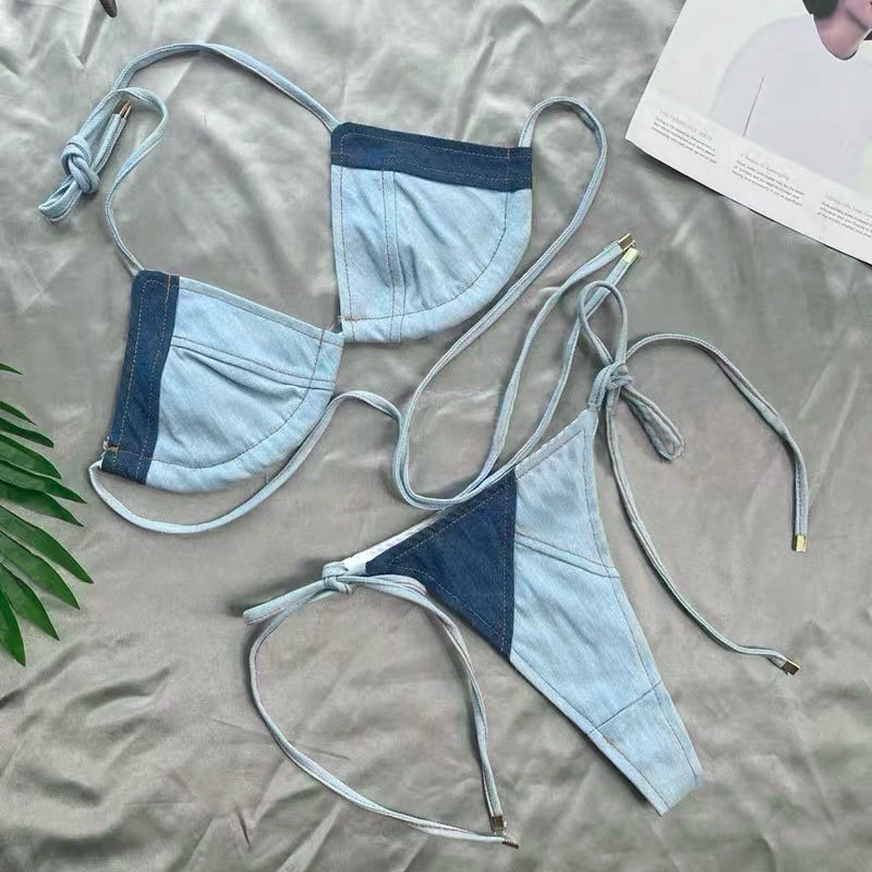 set bikini đồ bơi denim ceelin06 2 mảnh jeans cao cấp chất liệu co giãn