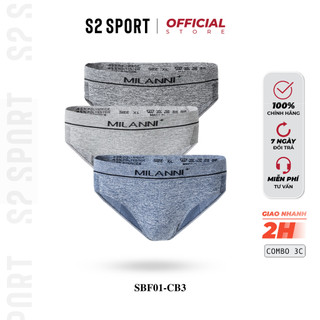 Combo 3 quần lót nam S2 SPORT logo dệt liền co giãn ôm khít mền mịn khử khuẩn thấm hút tốt - SBF.CB3