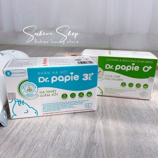 Khăn Hạ Sốt, Khăn Lau Hạ Sốt Dr Papie Chiết Xuất Tinh Dầu Bạc Hà Giúp Hạ Sốt Nhanh, An Toàn Cho Bé