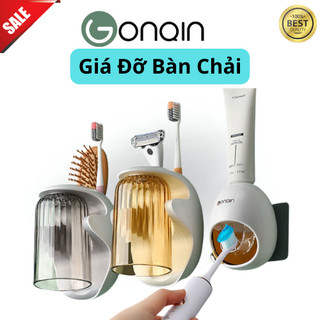 Kệ Bàn Chải Đánh Răng LOGKENT  - Giá Có Cốc Úp Ngược Khô Ráo, Tiện Lợi ,Tặng Kèm Miếng Dán Tường