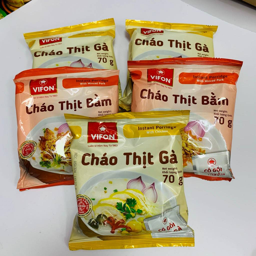 Cháo thịt gà/ thịt bằm Vifon gói 70g , Cháo gấu đỏ gói 50g