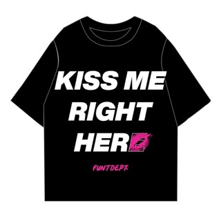 Áo Thun Unisex Tay Lỡ FUNT KISS ME TEE - BLACK 100% Cotton Thoáng Mát, Co Giãn Tốt