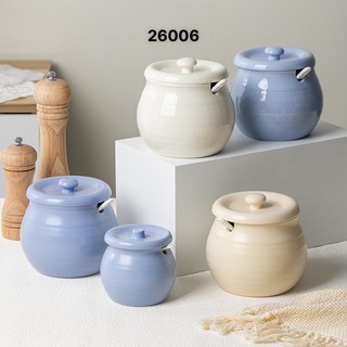 Hũ sứ đựng dầu mỡ, nước sốt gia vị màu pastel có nắp