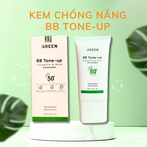 Kem chống nắng BB Tone-up Green, Kem chống nắng nâng tone, kiềm dầu, kem chống nắng da nhạy cảm