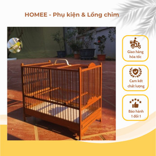 Lồng chim Khuyên Lồng Khuyên vuông để bàn đẹp chất liệu trúc già Homee lồng chim