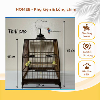  Khung lồng chim chào mào tự lắp chất liệu gỗ mun đuôi công bền đẹp cao cấp tặng kèm phụ kiện H108 