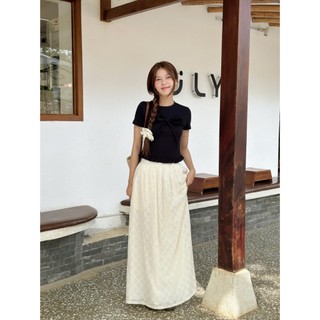  Chân váy dài ren hoa suông form xòe lưng thun co giãn Julie Skirt - Sibling House