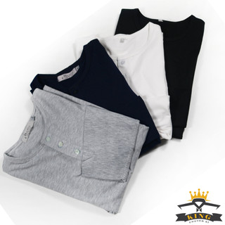 Áo thun nam tay dài cổ tròn xẻ nút TINY KING áo phông vải cotton co giãn giữ nhiệt hút mồ hôi ôm body rẻ big size W03