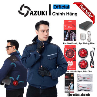 Áo Điều Hòa AZUKI Super V2 Bán Chạy Nhất 2024 Pin 24000mah,Quạt 12V Chống Nước Siêu Mạnh 