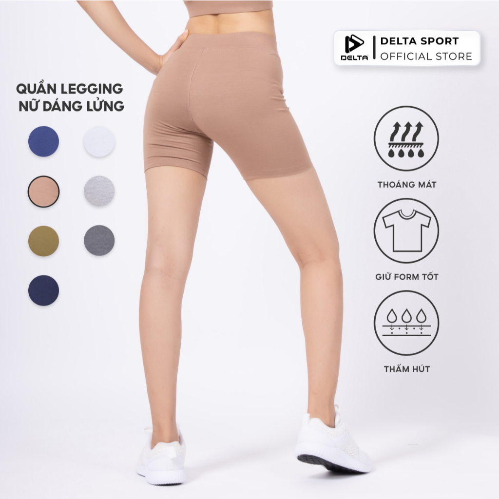 Quần legging nữ dáng lửng ngắn DELTA R20 RLE002W vải visco thoáng mát tập gym, yoga chạy bộ thể thao