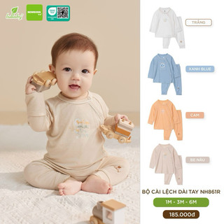 Bộ sơ sinh Lullaby cài chéo vân thoáng 2 lớp NEW [chính hãng Việt Nam] cài lệch