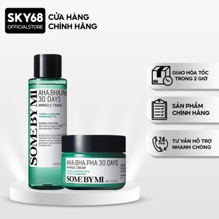 Combo 2 Sản Phẩm Dưỡng Ẩm, Giảm Mụn Some By Mi AHABHAPHA 30 Days Miracle (Toner 150ml + Kem 50ml)