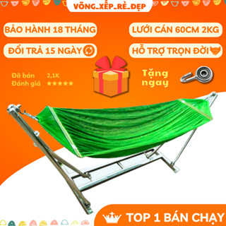 (GIÁ XƯỞNG) Võng xếp khung INOX, khung THÉP SƠN TĨNH ĐIỆN chân vuông(Có ảnh thật)- TẶNG KÈM MÀN VÕNG KHI MUA ĐỦ BỘ