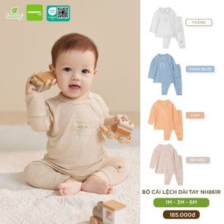 Bộ cài lệch lullaby sơ sinh vải cotton cài chéo mỏng hè nh 121
