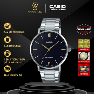 Đồng Hồ Nam MTP-VT01D-1BUDF Màu Đen Kim Vàng Mặt Kính Khoáng 40mm Chống Nước Dây Kim Loại Sang Trọng Chính Hãng Casio