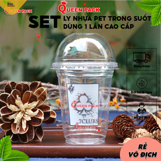 SET 50 Ly Nhựa PET Nắp Cầu ( Ly Trơn ) Dùng Cho Đồ Uống Lạnh, Trà Đào, Trà Chanh, Trà Sữa Hàng Dày Dặn