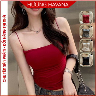 Áo bra ống dáng dài 2 dây mảnh chất cotton thun co giãn, may liền đệm ngực mỏng chít hông FLA641