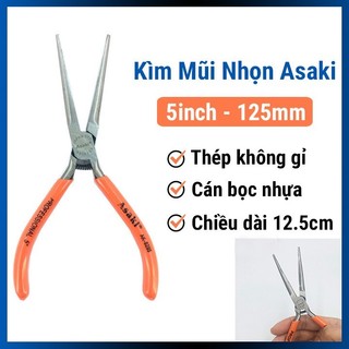 Kìm nhọn Asaki AK-8295,kìm mũi nhọn 125mm,kềm nhọn,kềm mũi nhọn,kìm cắt chân linh kiện,kềm cắt,kìm mini,kìm nhọn mỏ dài