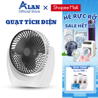 Quạt mini để bàn tích điện METIS không tiếng ồn 2 chế độ gió xoay linh hoạt 210 độ pin dùng 2-5 giờ