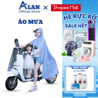 Áo Mưa Che Phủ Toàn Thân Nửa Trước Trong Suốt Cho Mẹ Và Bé Vải Dù Siêu Nhẹ Có Kính Chắn Bảo Vệ