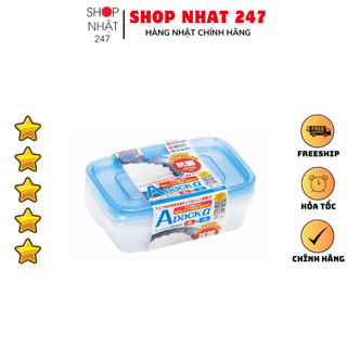 Set 2 Hộp đựng cơm văn phòng , hộp nhựa đựng thực phẩm thức ăn tủ lạnh, dùng lò vi sóng Apack 400ml Nhật Bản