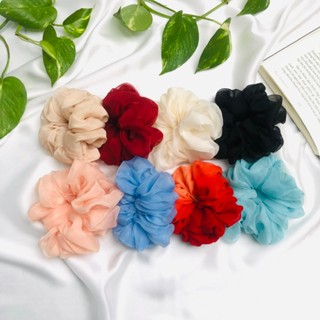  Dây buộc tóc phong cách tiểu thư cột tóc Scrunchies voan lụa siêu mỏng mềm mại nhiều màu sắc 