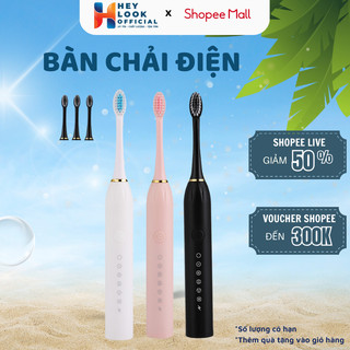 Bàn chải điện đa năng GODWELL, máy đánh răng Sonic X3 sóng âm 6 chế độ tặng kèm 4 đầu thay thế