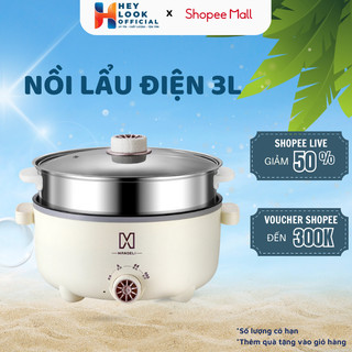 Nồi lẩu đa năng 2 tầng GODWELL kèm giá hấp 28 cm nồi điện đa năng chống dính ông suất 1000W GODWELL