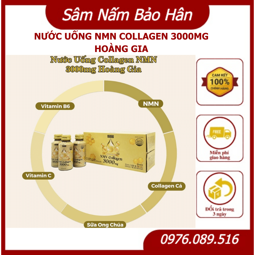 { Hot } NƯỚC UỐNG NMN COLLAGEN 3000MG HOÀNG GIA