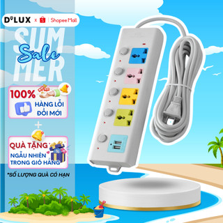 Ổ Cắm Điện USB Đa Năng Cao Cấp Chống Giật Dây Dài 4m, 2 Cổng Cắm USB, 4 Giắc Cắm Điện Có Chốt An Toàn Tiện Dụng OD01