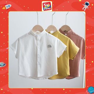 Áo sơ mi đũi cổ tàu trơn màu cho bé trai (N00220)