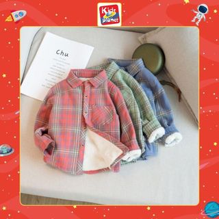 Sơ mi caro lót bông cho bé trai nặng 8-40kg, cao 80-160cm  - 3 màu - N00580