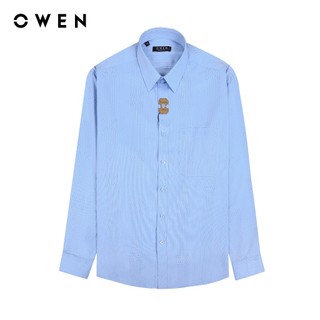 OWEN - Áo sơ mi dài tay Regular Fit màu Xanh chất liệu Bamboo - AR230667DT