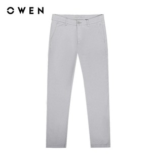 Owen - quần khaki slim fit qksl241237 màu xám nhạt chất liệu cvc spandex