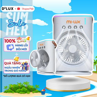 Quạt Điều Hòa Phun Sương Tích Điện MI-LUX A3 Hot 2024, Quạt Hơi Nước Tích Hợp Đèn LED Với 4 Đầu Phun Sương