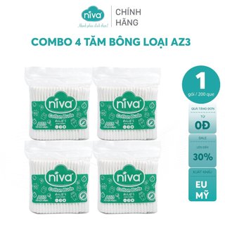  Tăm Bông Niva AZ3 Túi 200 Que Thân Nhựa Đa Năng Chuyên Dùng Ngoáy Tai, Vệ Sinh, Trang Điểm